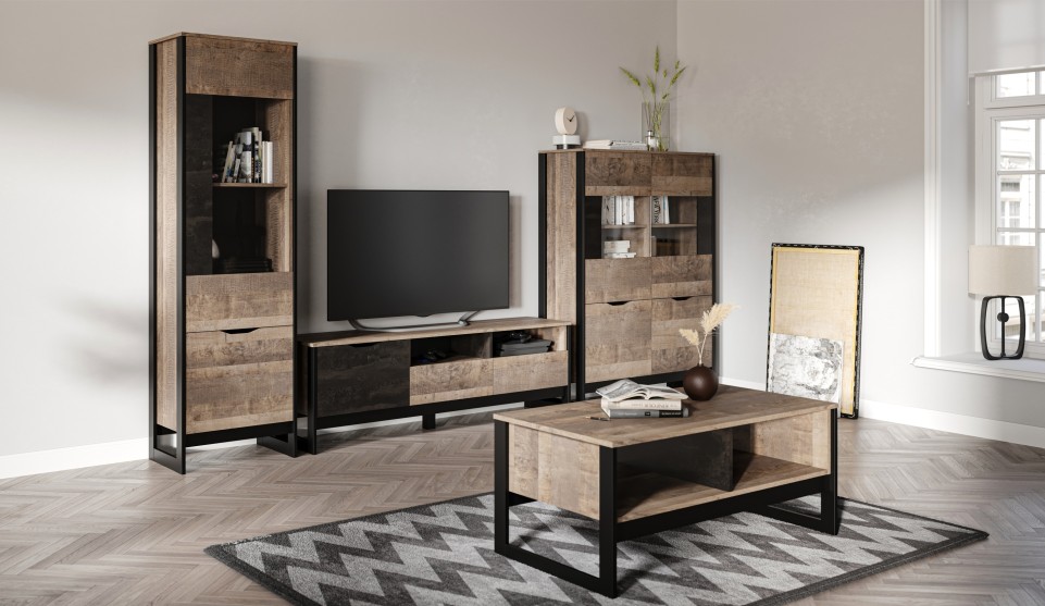 Стокгольм Дуб гранж песочный/Железный камень