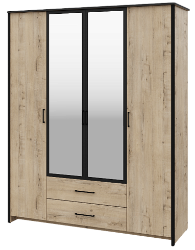 Шкаф для одежды и белья 4-х дверный с зеркалом   №1