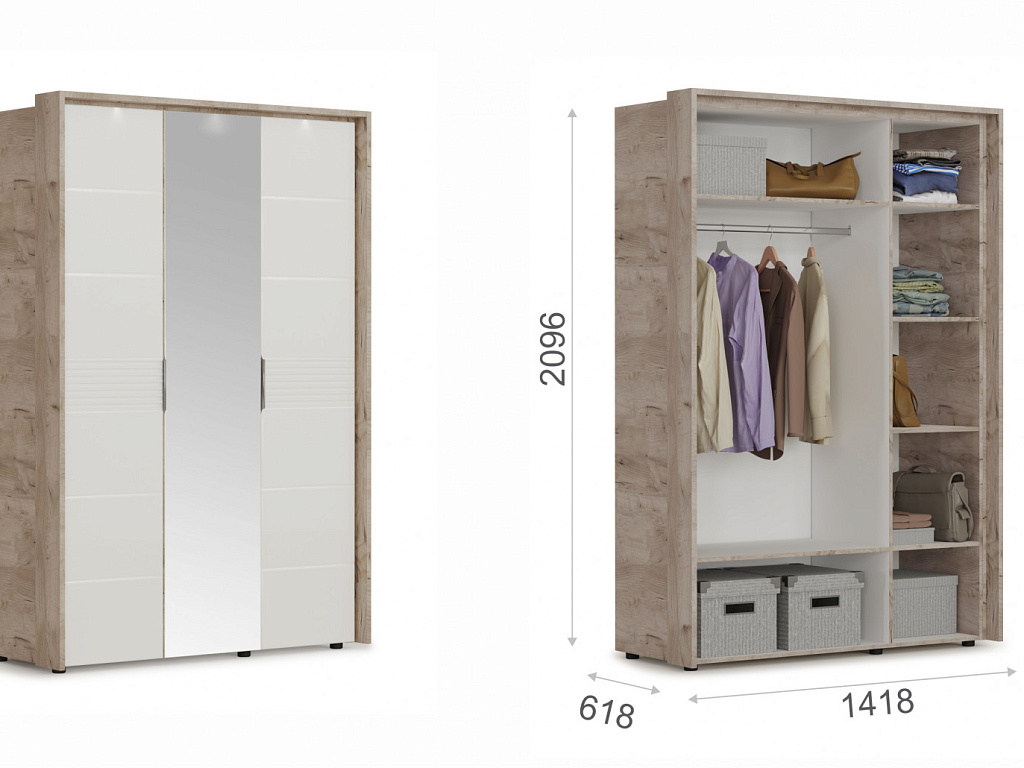 Шкаф 3дв (ДЗД) с порталом   