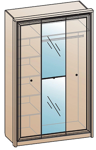 Шкаф для одежды (фасад-зеркало фацет)   ШК-1702