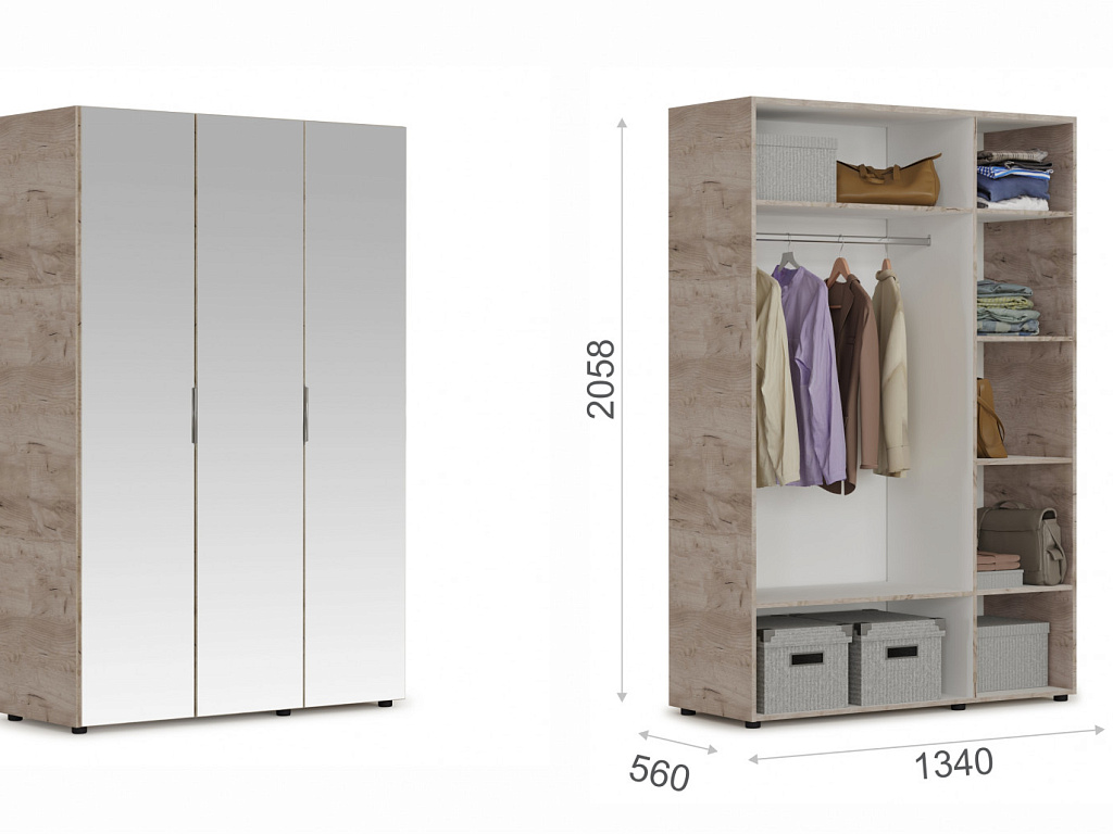 Распашной шкаф 3дв (ЗЗЗ)   