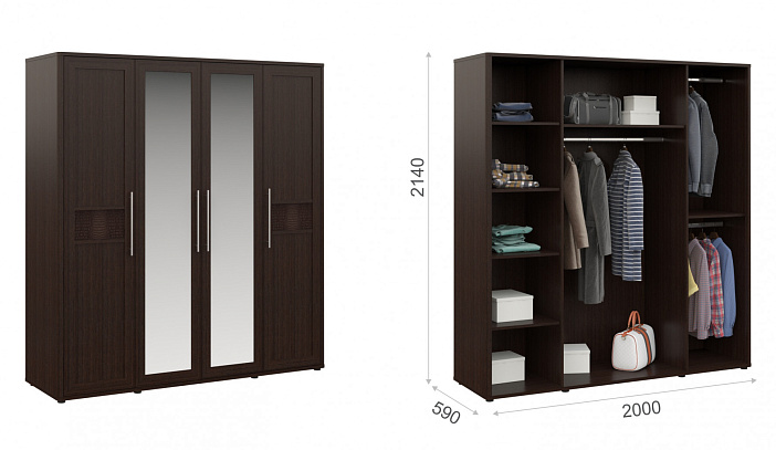 Распашной шкаф 4дв   