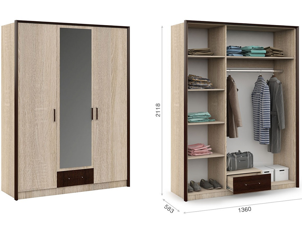 Шкаф 3-х дверный   