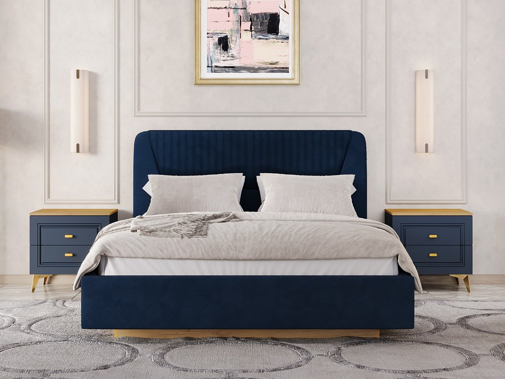 Кровать 11М2 с подъемным механизмом 1600 Микровелюр Catania Dark blue   