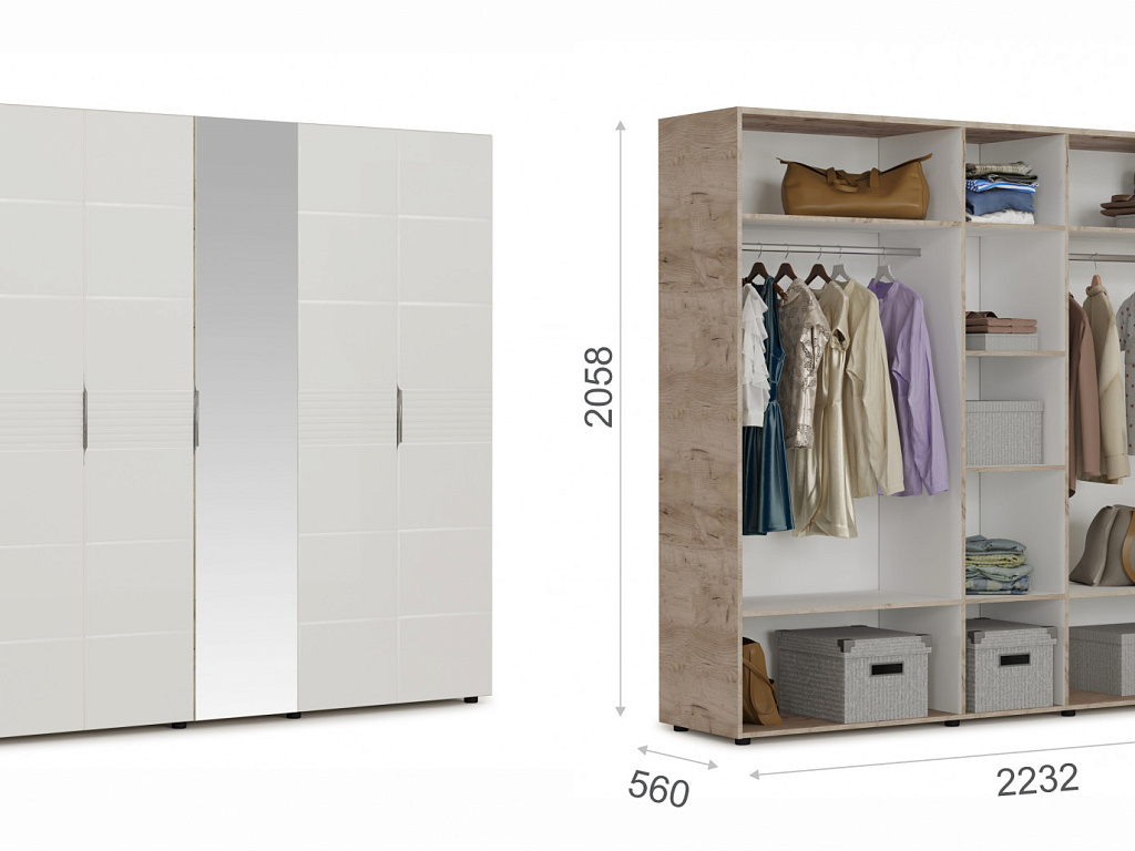 Распашной шкаф 5дв (ДДЗДД)   