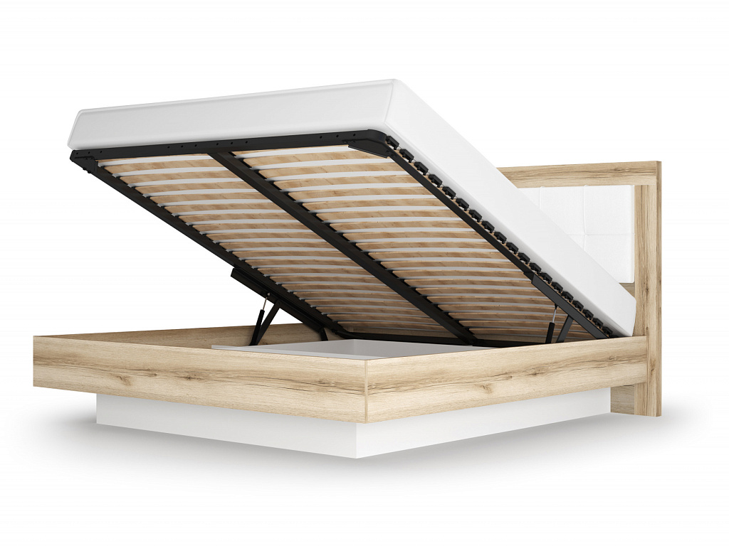 Кровать 5 с подъемным механизмом 1800 Экокожа Polo белая   