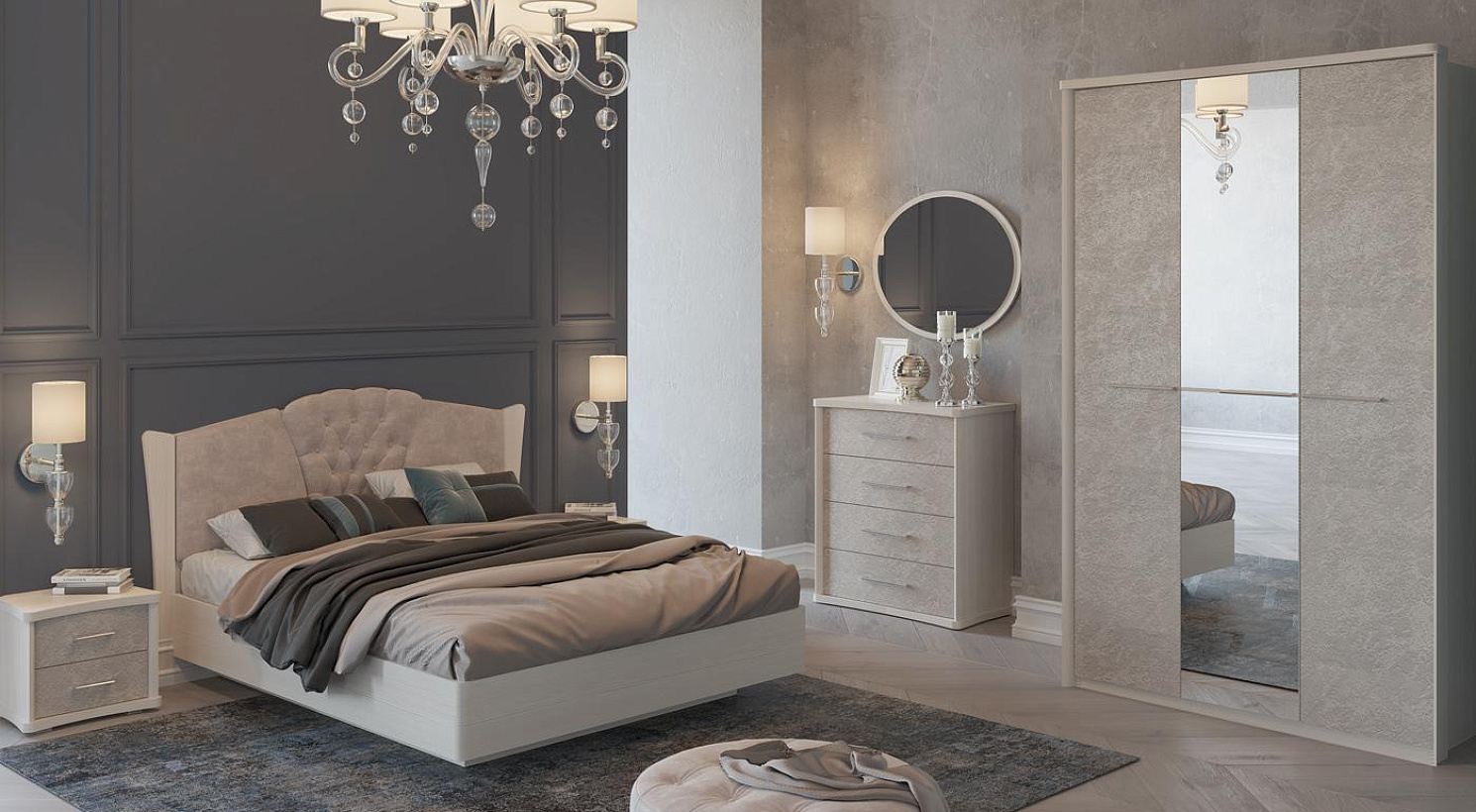 Альпина Бодега белая-бетон бежевый