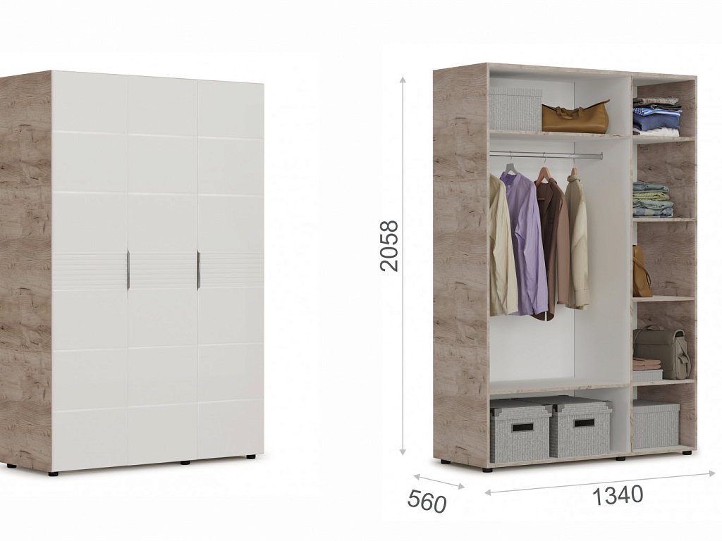 Распашной шкаф 3дв (ДДД)   