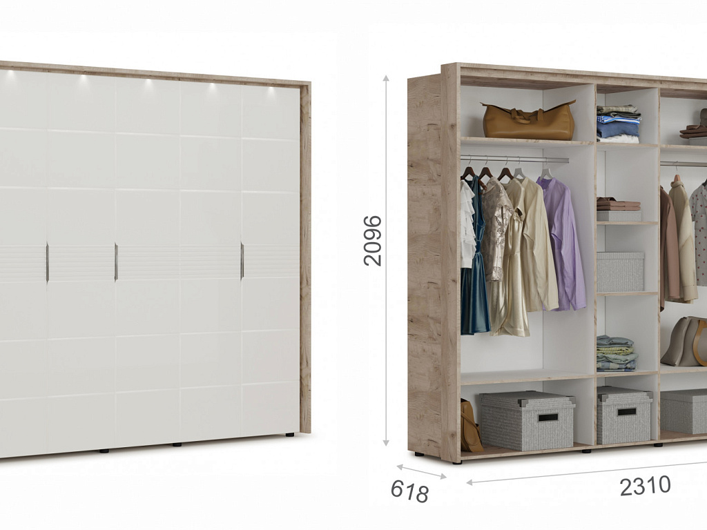 Шкаф 5дв (ДДДДД) с порталом   