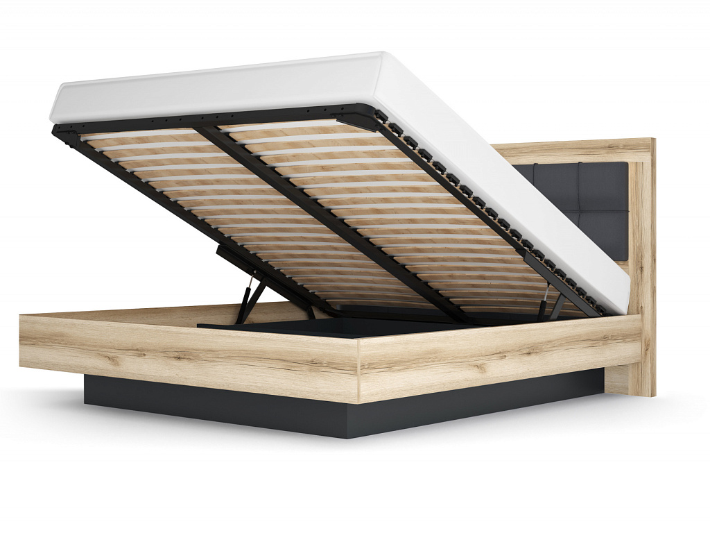 Кровать 5 с подъемным механизмом 1800 Экокожа Polo графит   