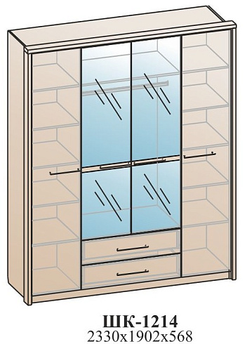 Шкаф для одежды (зеркало фацет)   ШК-1214