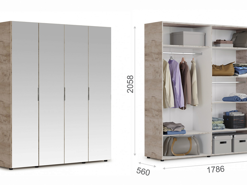 Распашной шкаф 4дв (ЗЗЗЗ)   